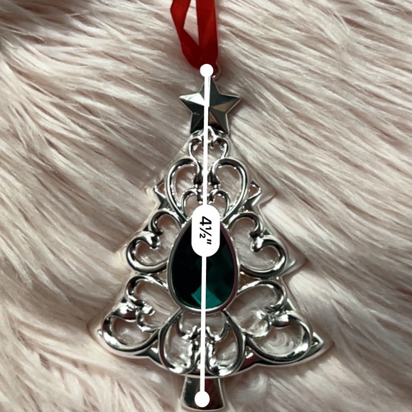 LENOX Crystal Green Silver Christmas Tree Star Red Ribbon Stocking Stuffer - Picture 4 of 5